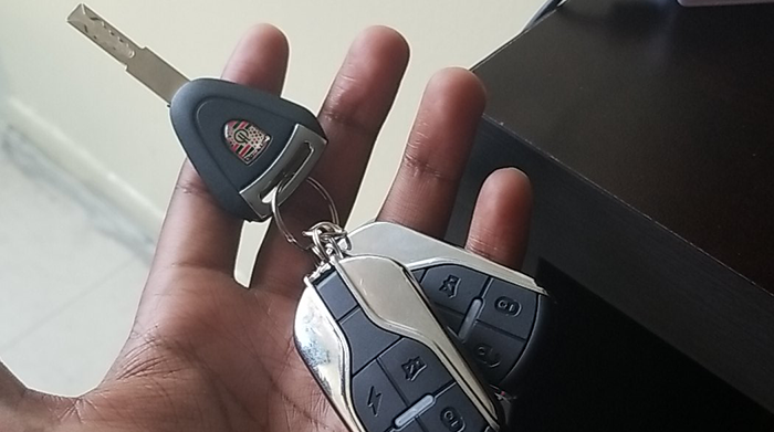 Face up palm of a hand holding car keys